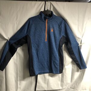 Spider Heavy Knit Athletic Top Men L 1/2 Zip Long Sleeve Stretch Sides